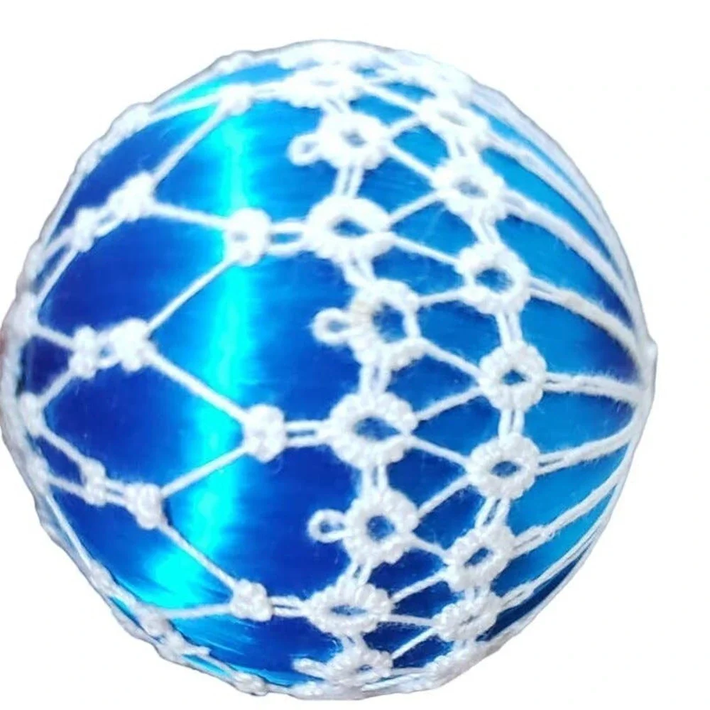 Vintage Blue Cloth Round Lace Christmas Holiday Ornament